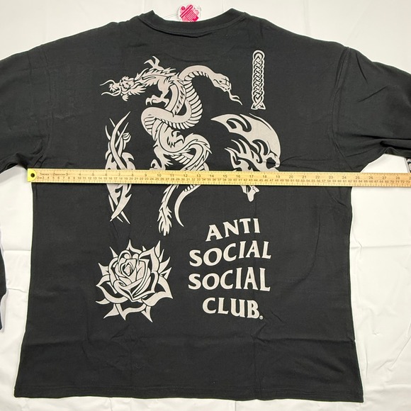 Anti Social Social Club Black Tribal Graphic Long Sleeve T-Shirt Mens XL - Picture 7 of 9